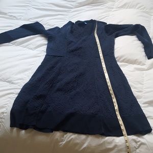 🌻3/10!Vera Wang fit and flare jacquard navy dress